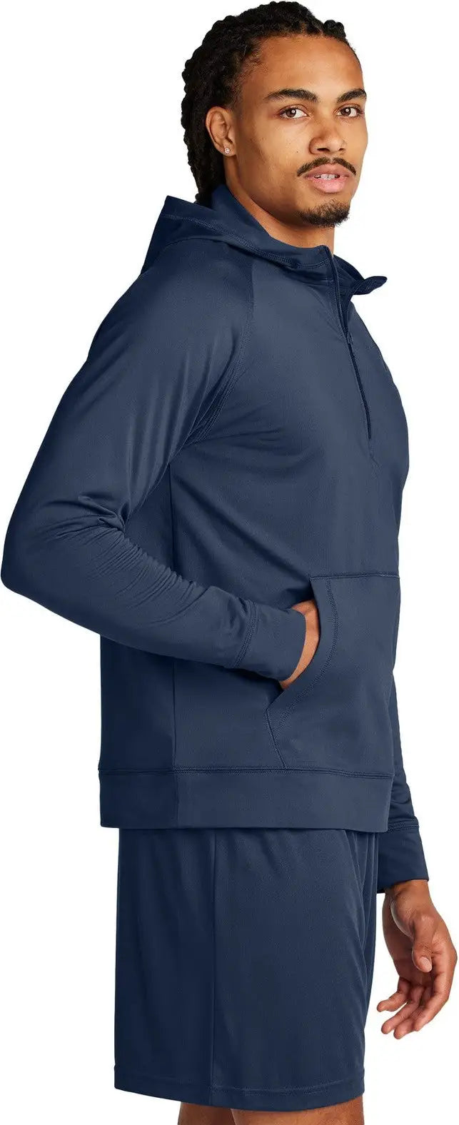 Sport-tek St856 Sport-wick Stretch 1/2-zip Hoodie - True Navy