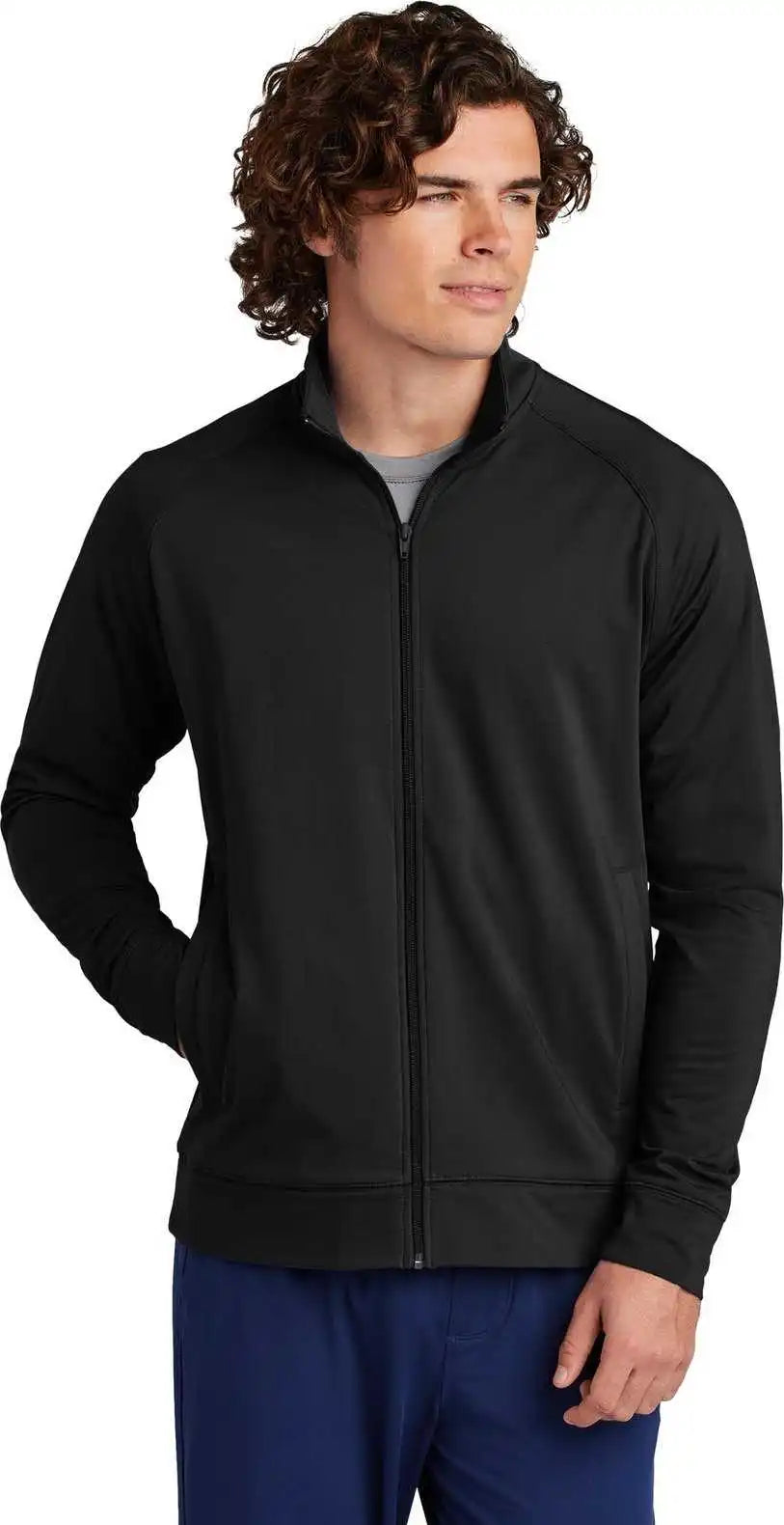Sport-tek St857 Sport-wick Stretch Full-zip Cadet Jacket - Black