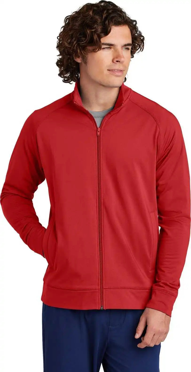 Sport Tek St857 Wick Stretch Full Zip Cadet Jacket Deep Red