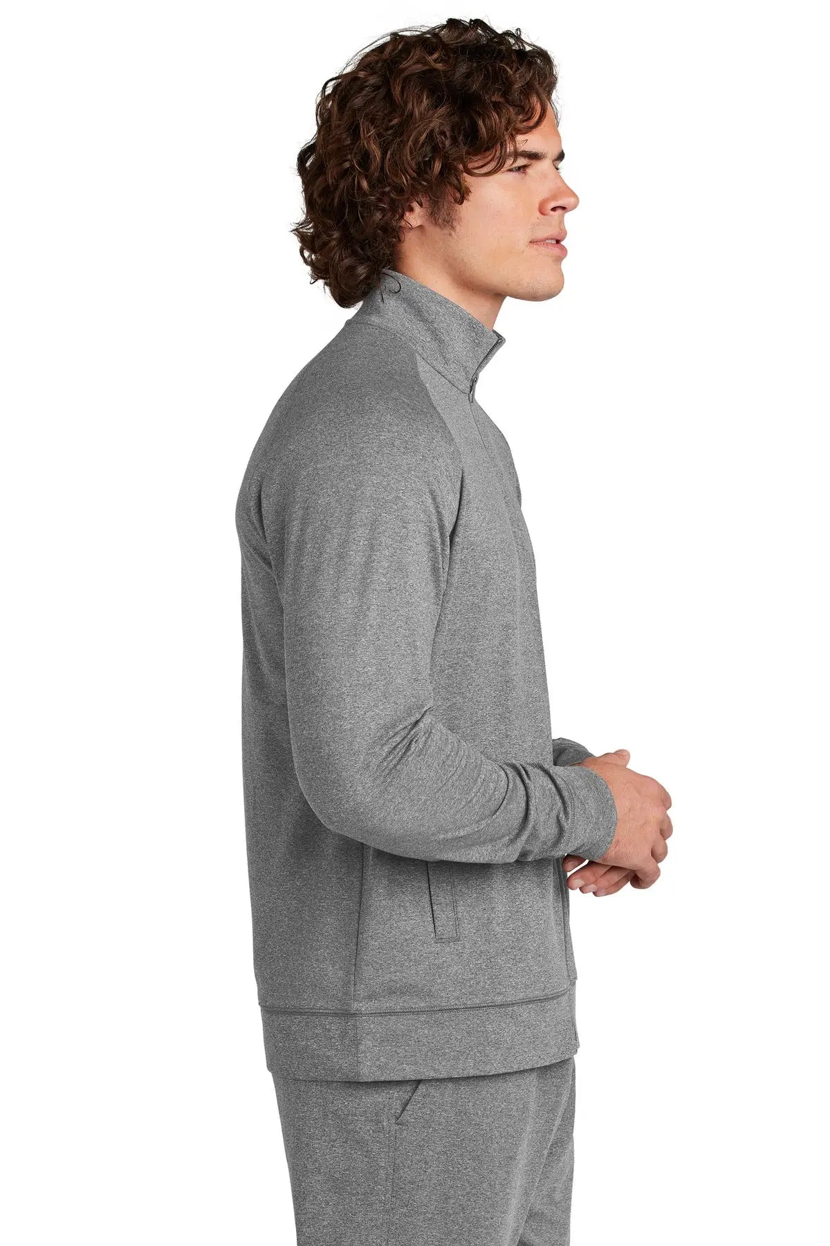 Sport-tek St857 Sport-wick Stretch Full-zip Cadet Jacket - Charcoal Gray Heather