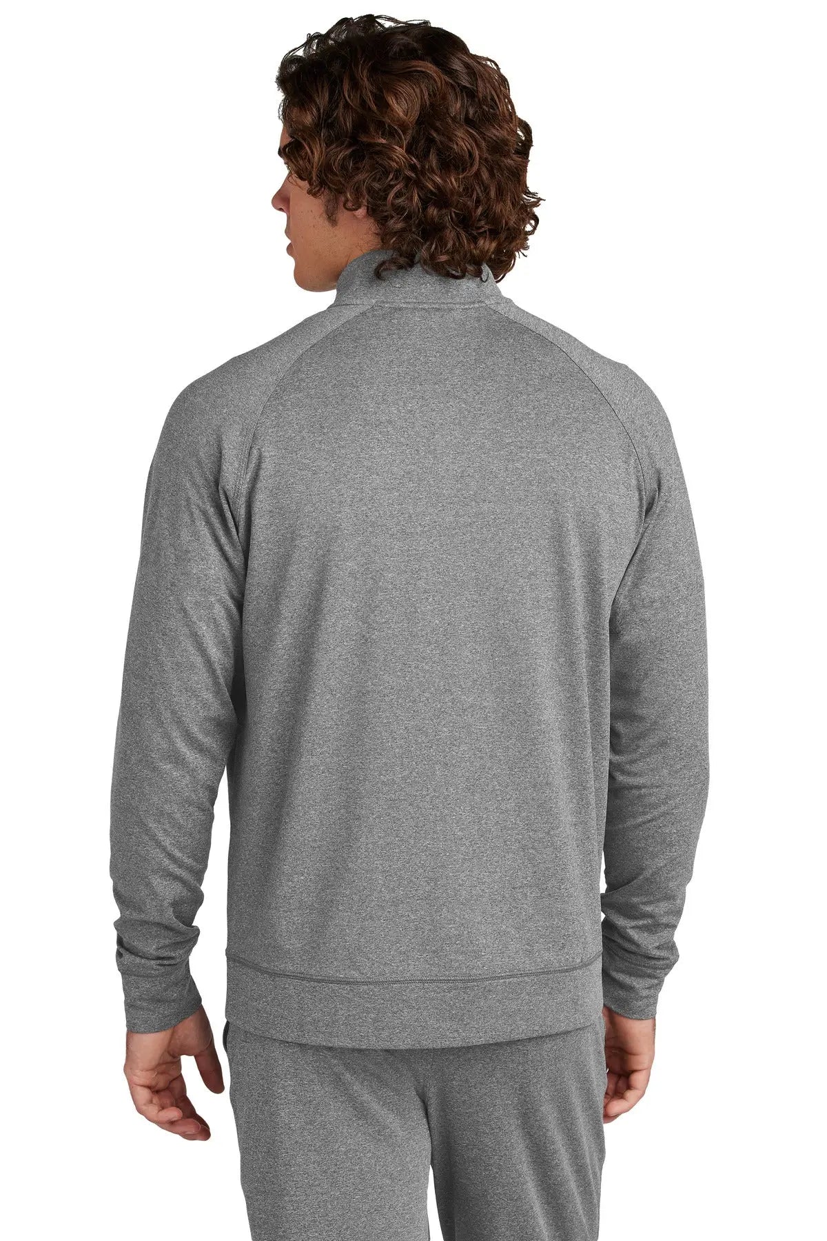 Sport-tek St857 Sport-wick Stretch Full-zip Cadet Jacket - Charcoal Gray Heather