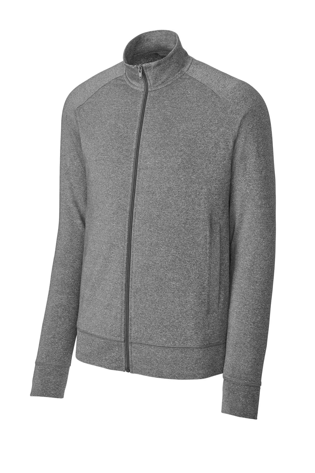 Sport-tek St857 Sport-wick Stretch Full-zip Cadet Jacket - Charcoal Gray Heather