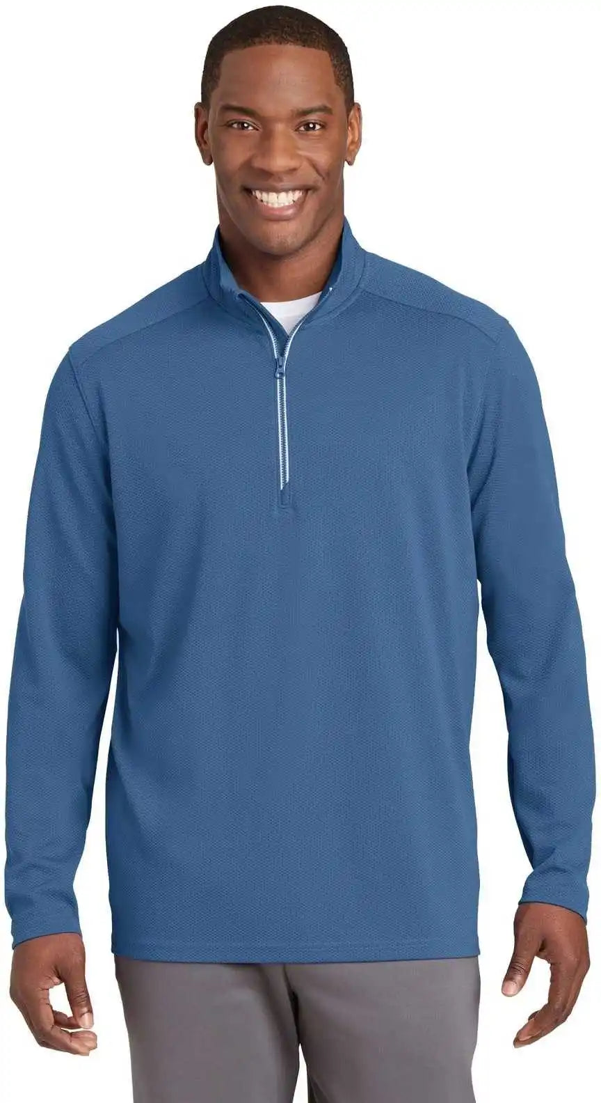 Sport-tek St860 Sport-wick Textured 1/4-zip Pullover - Dawn Blue