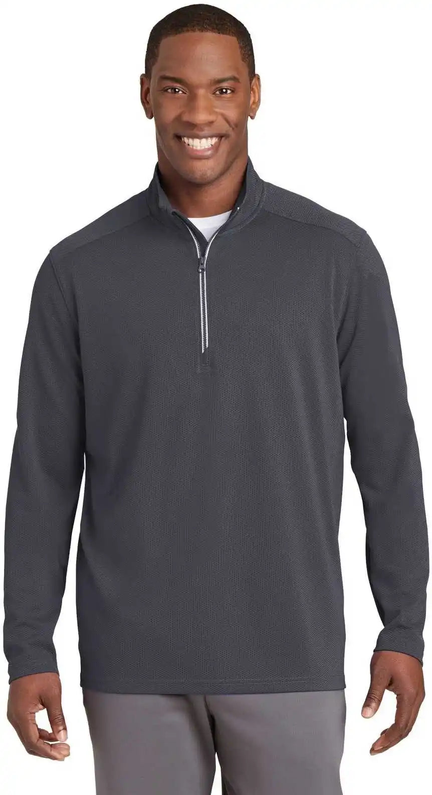 Sport Tek St860 Wick Textured 1/4 Zip Pullover Iron Gray