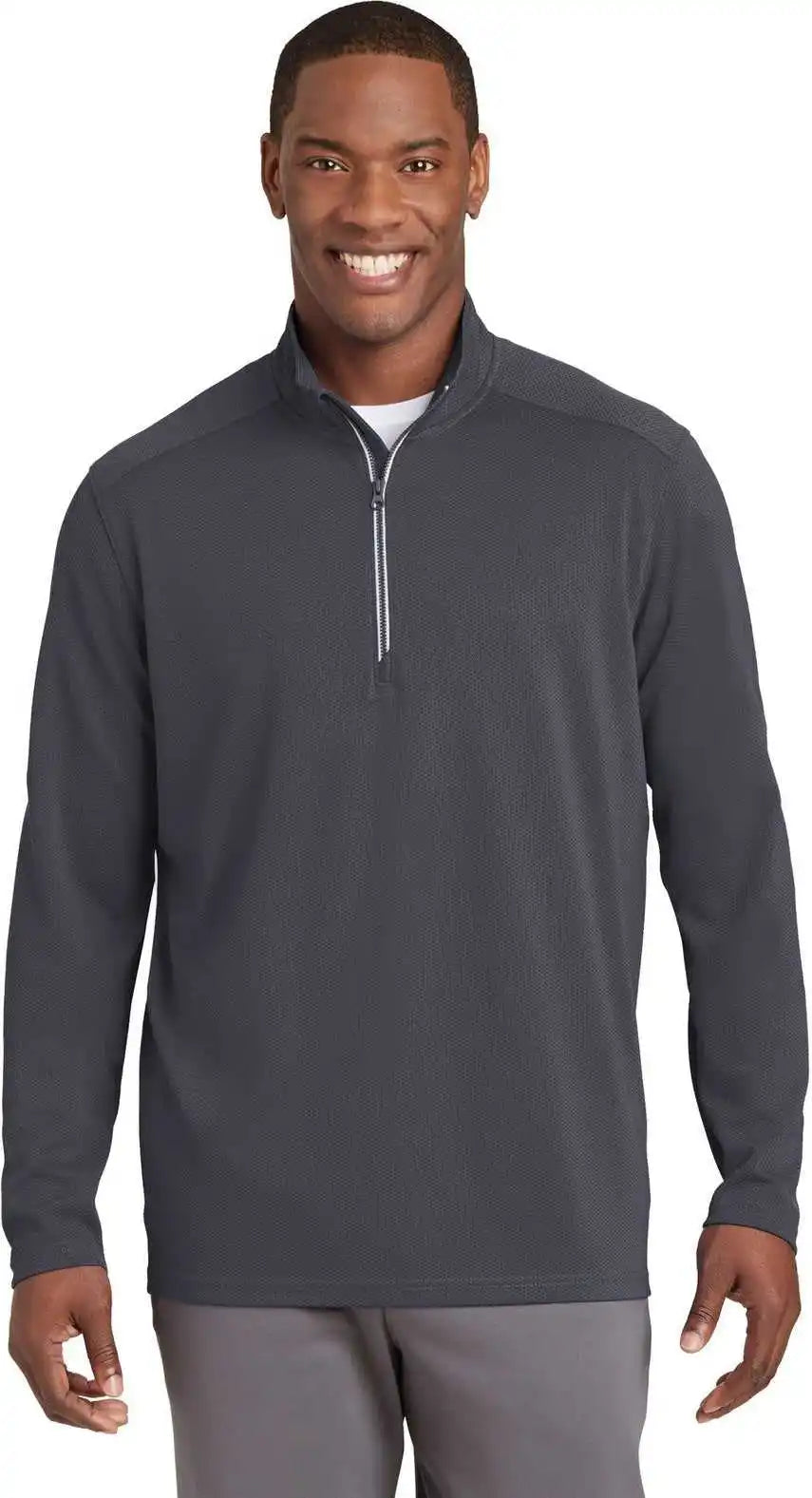Sport-tek St860 Sport-wick Textured 1/4-zip Pullover - Iron Grey