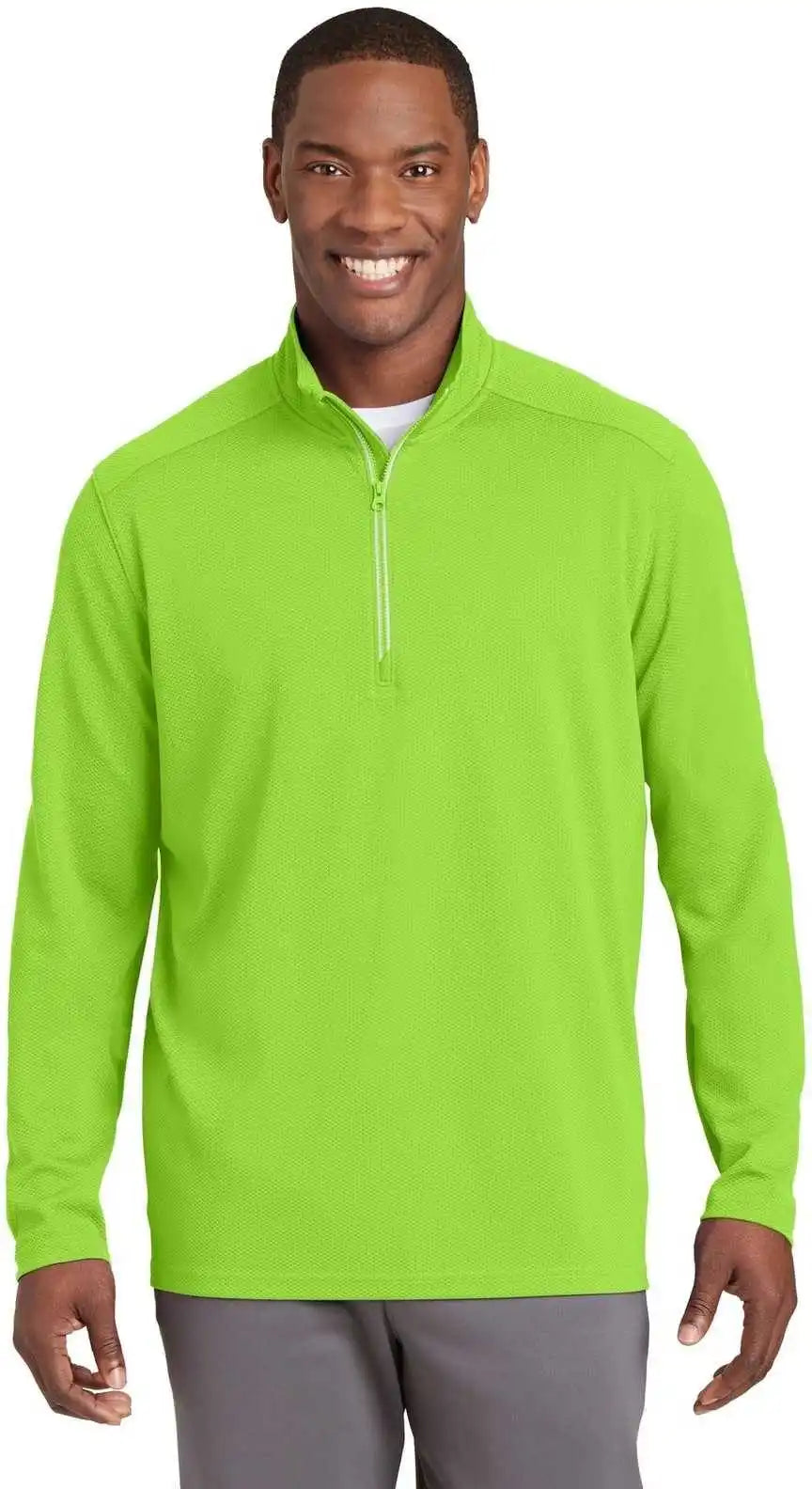 Sport-tek St860 Sport-wick Textured 1/4-zip Pullover - Lime Shock