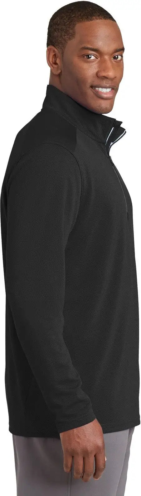 Sport-tek St860 Sport-wick Textured 1/4-zip Pullover - Black