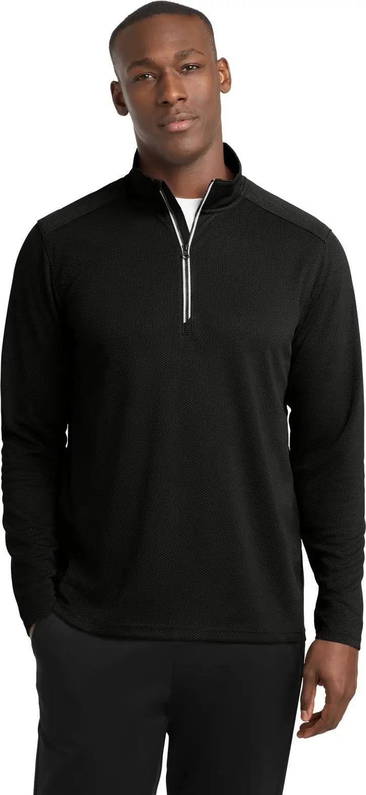 Sport-tek St860 Sport-wick Textured 1/4-zip Pullover - Black