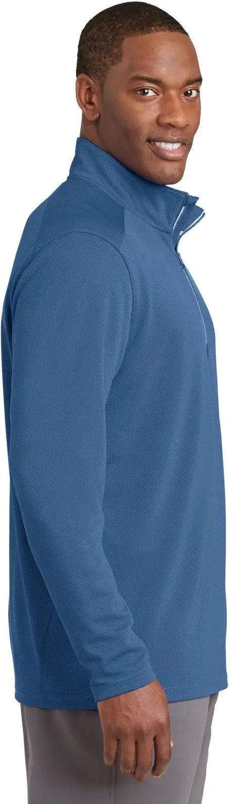 Sport-tek St860 Sport-wick Textured 1/4-zip Pullover - Dawn Blue