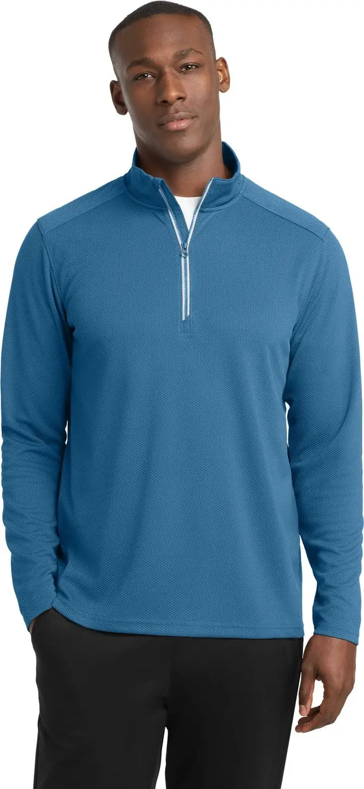 Sport-tek St860 Sport-wick Textured 1/4-zip Pullover - Dawn Blue