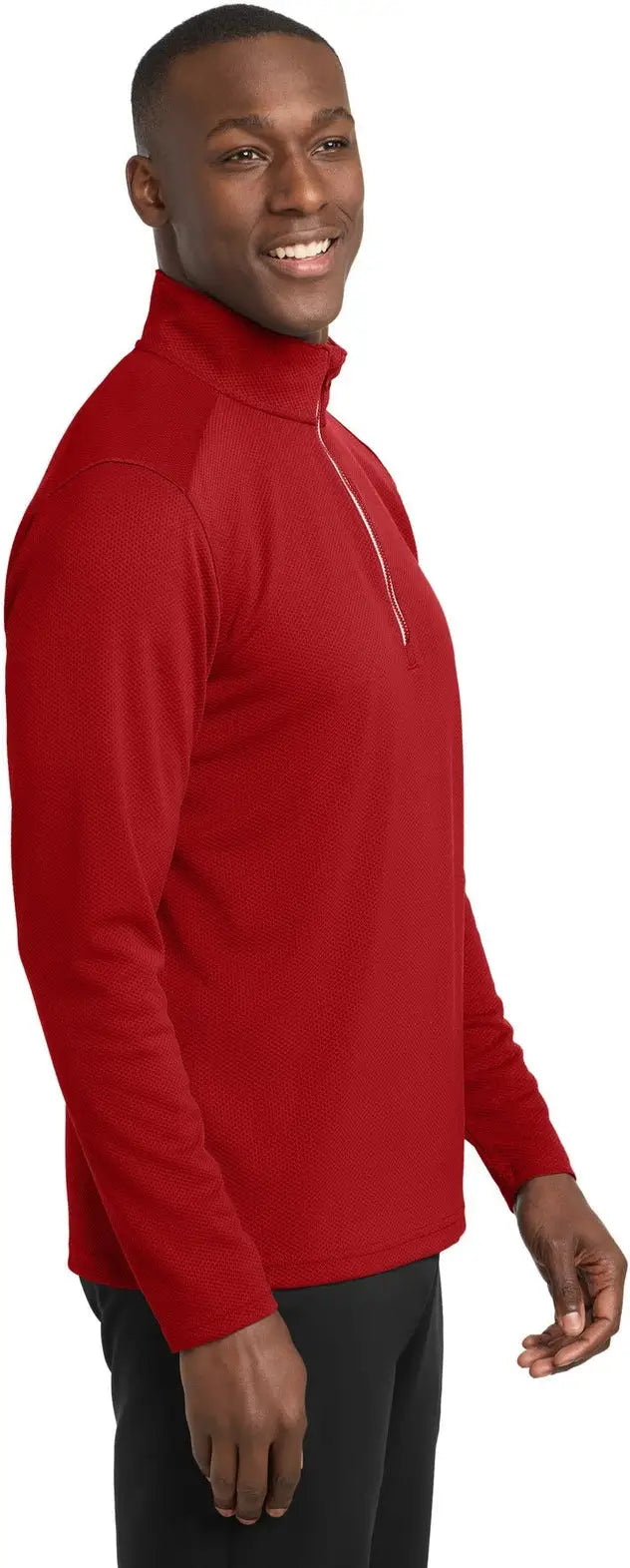 Sport-tek St860 Sport-wick Textured 1/4-zip Pullover - Deep Red