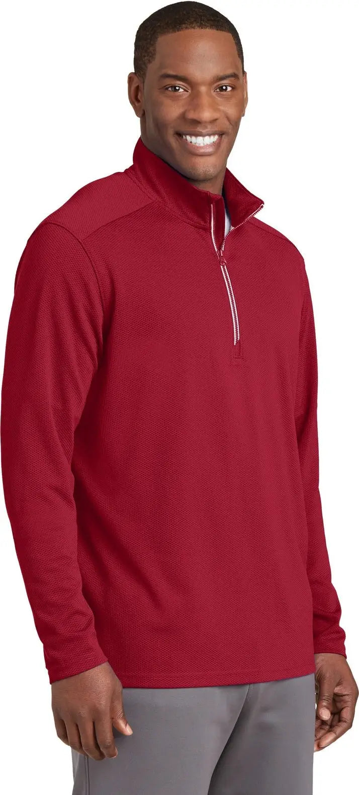 Sport-tek St860 Sport-wick Textured 1/4-zip Pullover - Deep Red