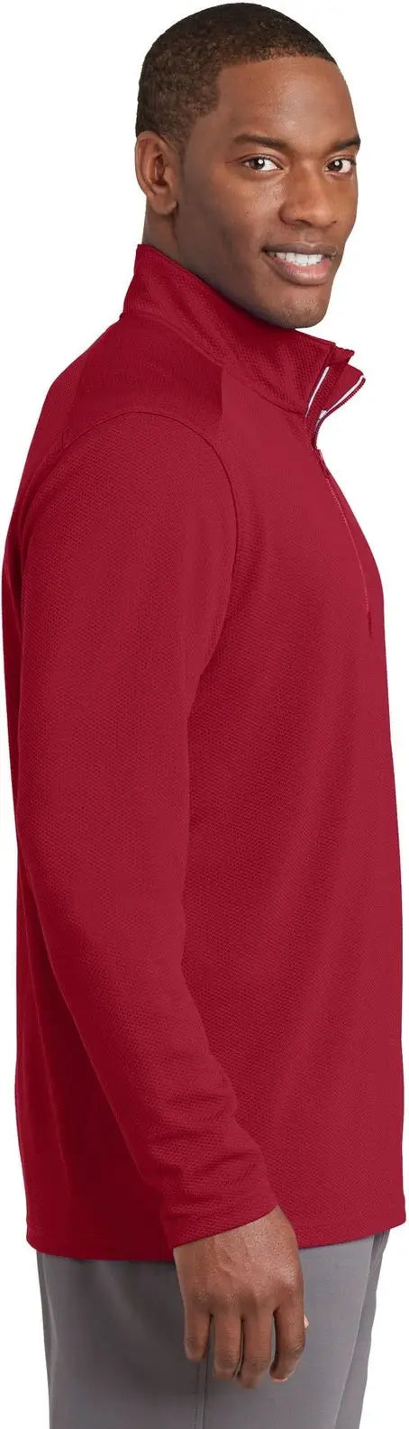 Sport-tek St860 Sport-wick Textured 1/4-zip Pullover - Deep Red