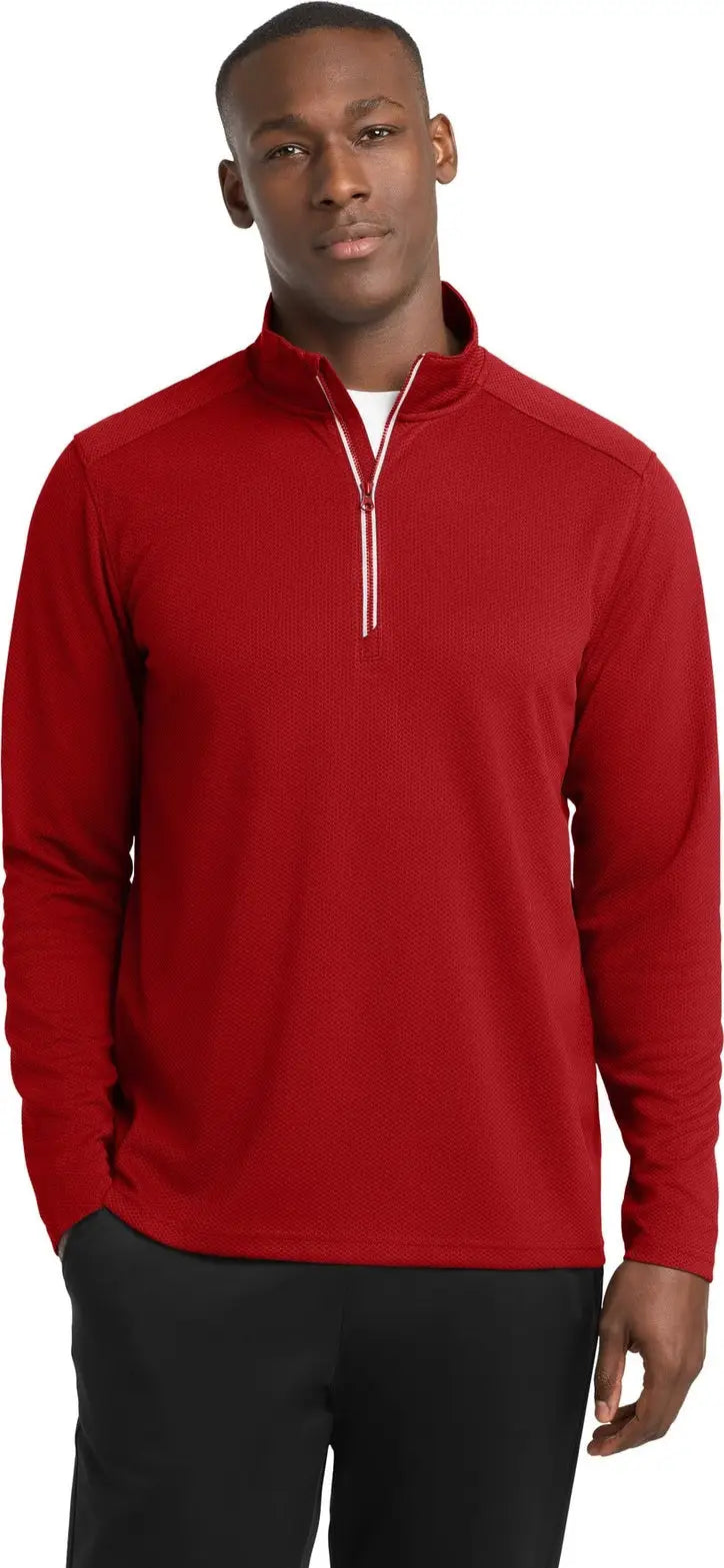 Sport-tek St860 Sport-wick Textured 1/4-zip Pullover - Deep Red