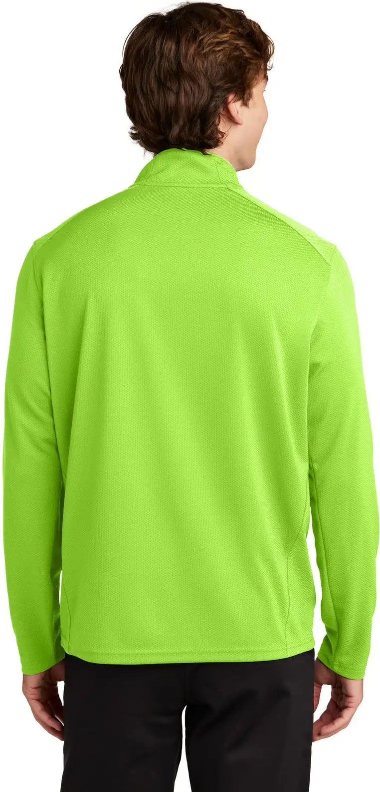 Sport-tek St860 Sport-wick Textured 1/4-zip Pullover - Lime Shock