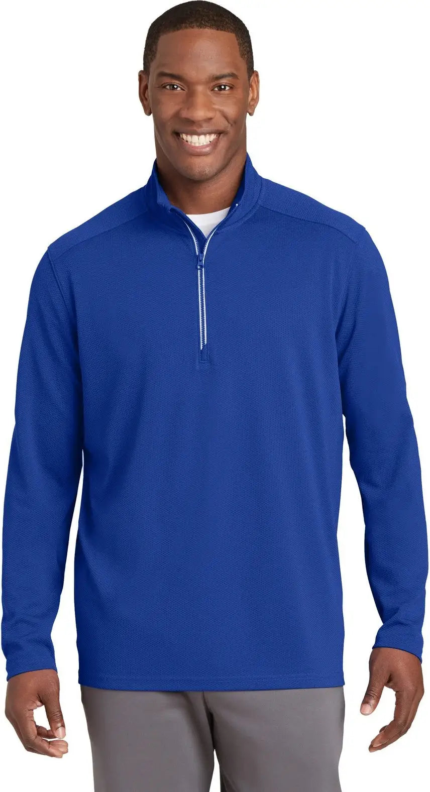 Sport-tek St860 Sport-wick Textured 1/4-zip Pullover - True Royal - Adult Xs