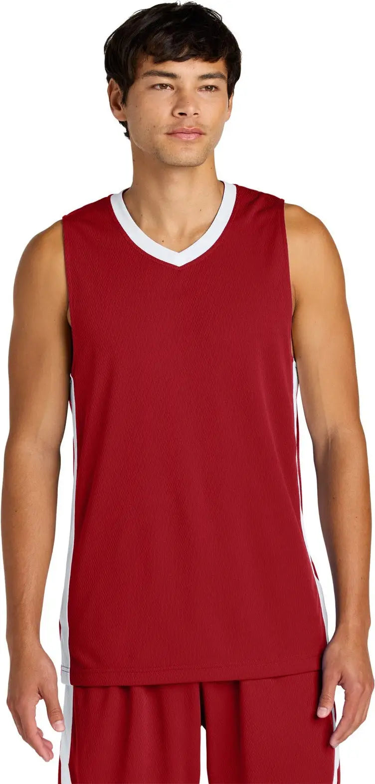 Sport-tek St900 Rival Basketball Rev Jersey - Deep Red White