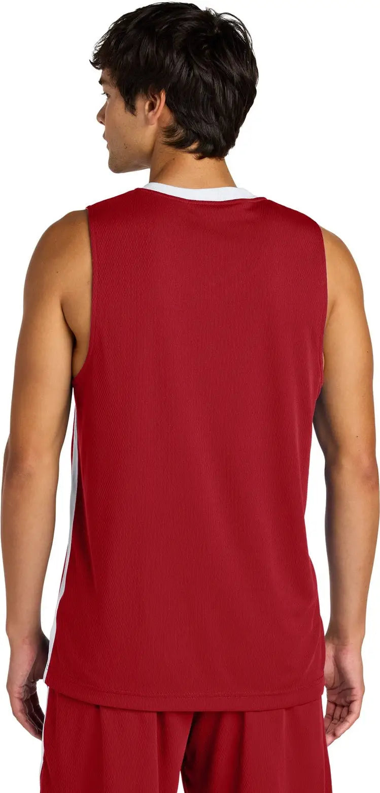Sport-tek St900 Rival Basketball Rev Jersey - Deep Red White