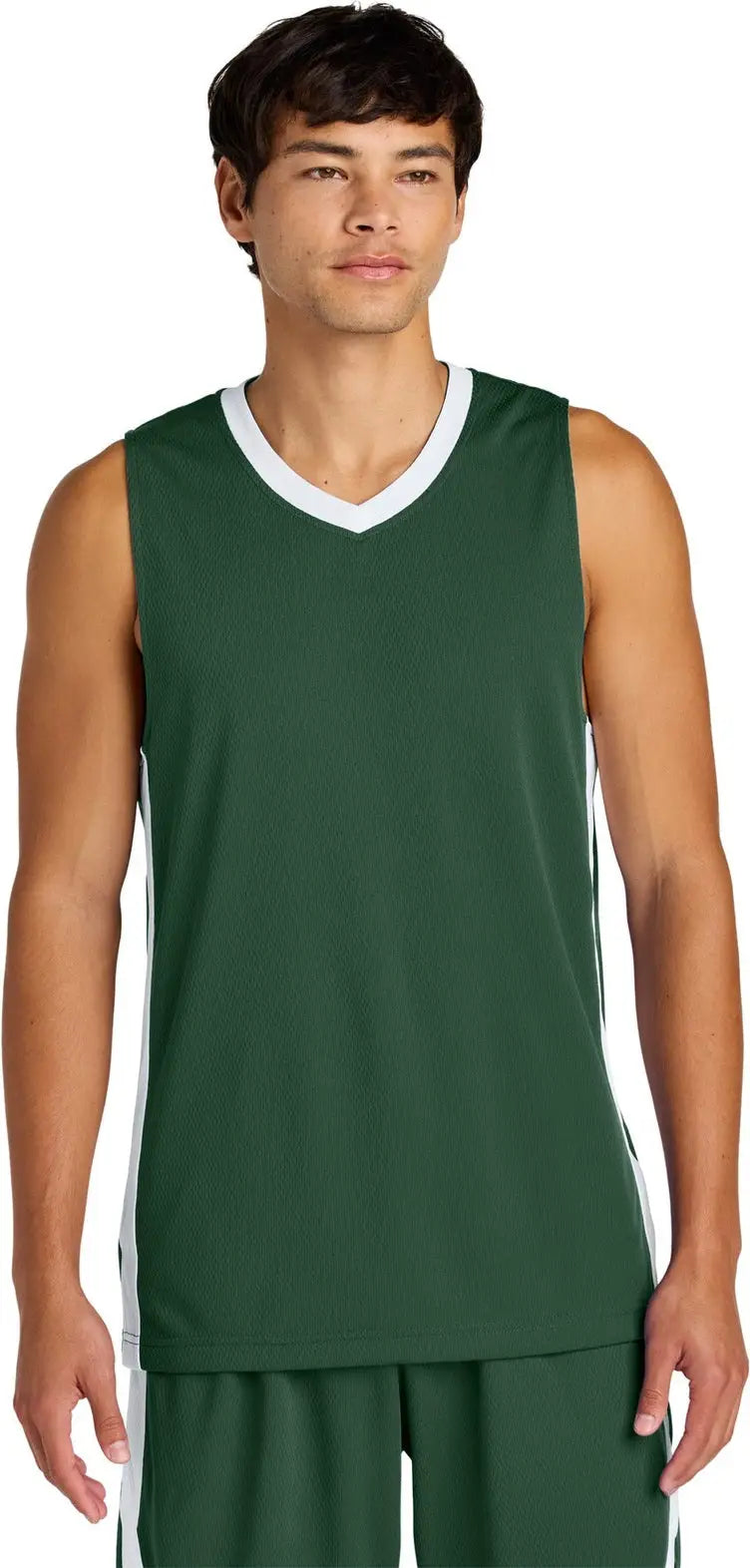 Sport-tek St900 Rival Basketball Rev Jersey - Forest Green White - Green/ / Adult Xs