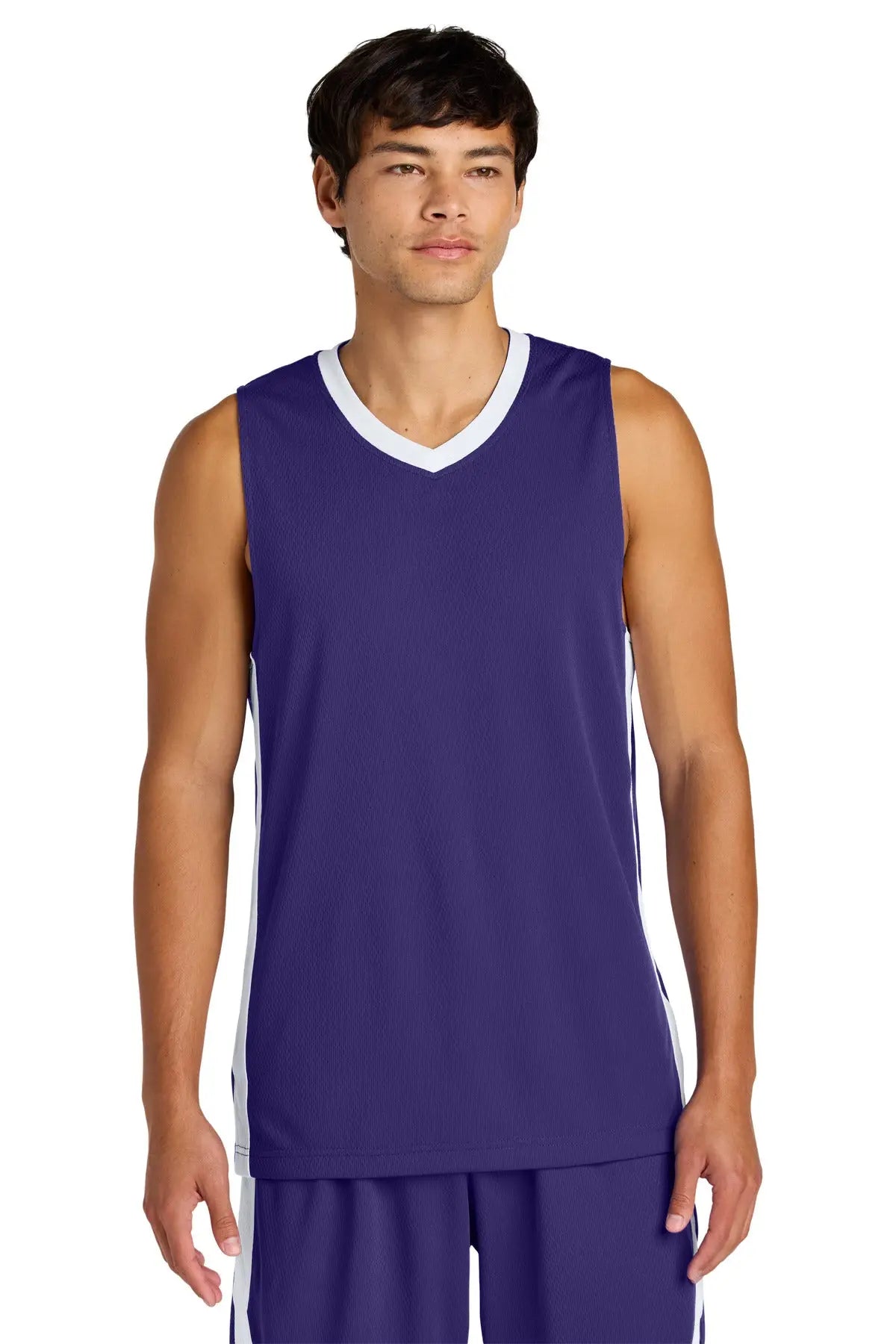 Sport-tek St900 Rival Basketball Rev Jersey - Purple White - Purple/ / Adult Xs