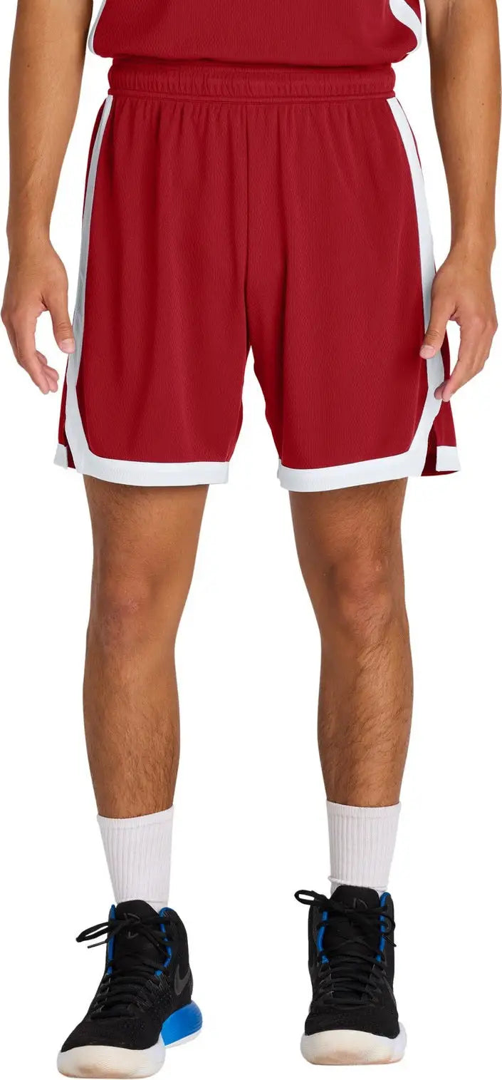 Sport-tek St901 Rival Basketball 7’’short - Deep Red White
