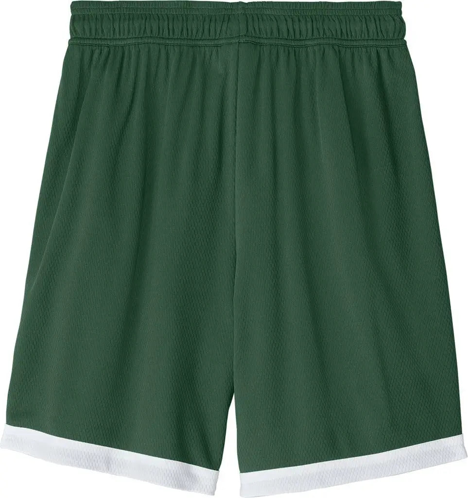Sport-tek St901 Rival Basketball 7’’short - Forest Green White - Green/ / Adult Xs