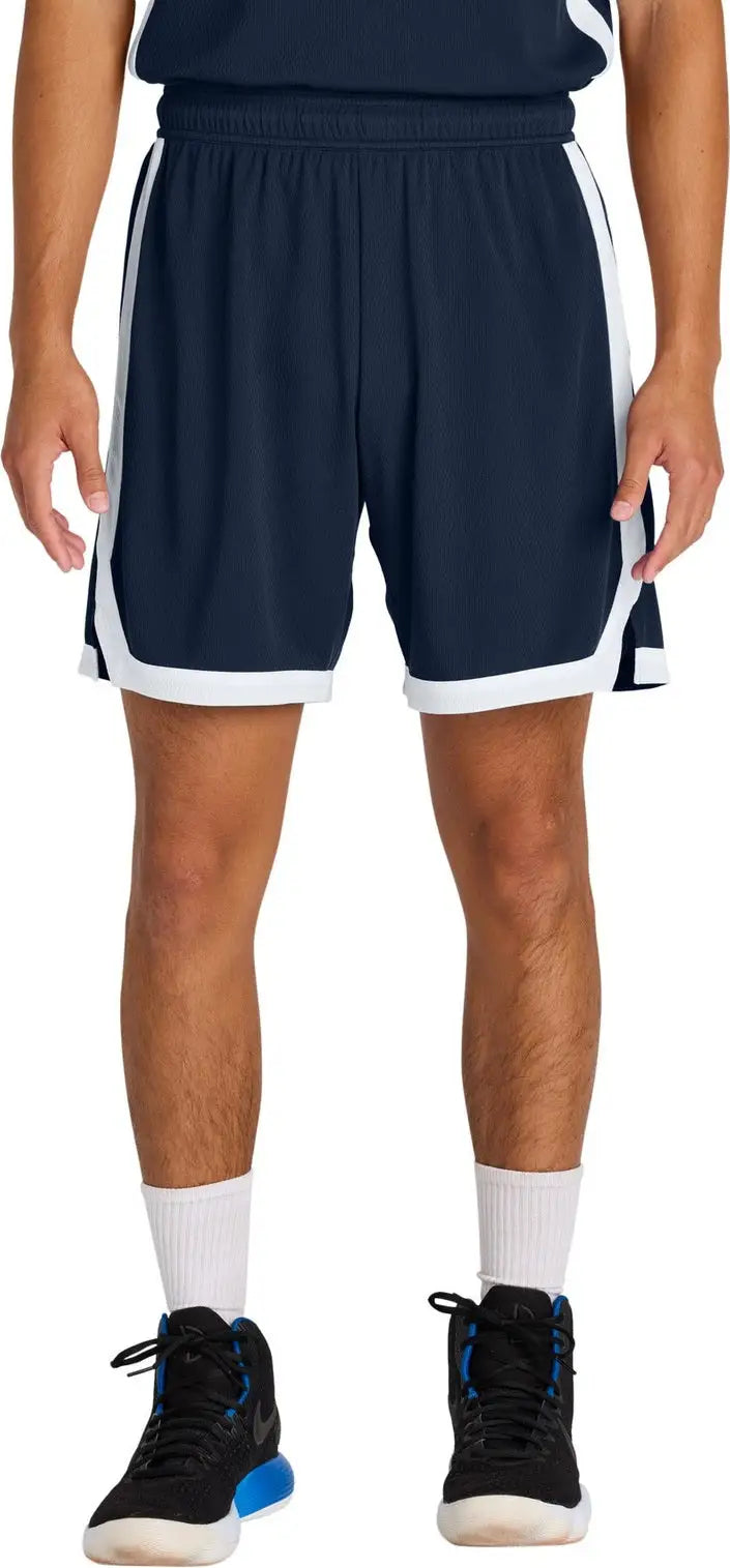 Sport-tek St901 Rival Basketball 7’’short - True Navy White - Navy/ / Adult Xs