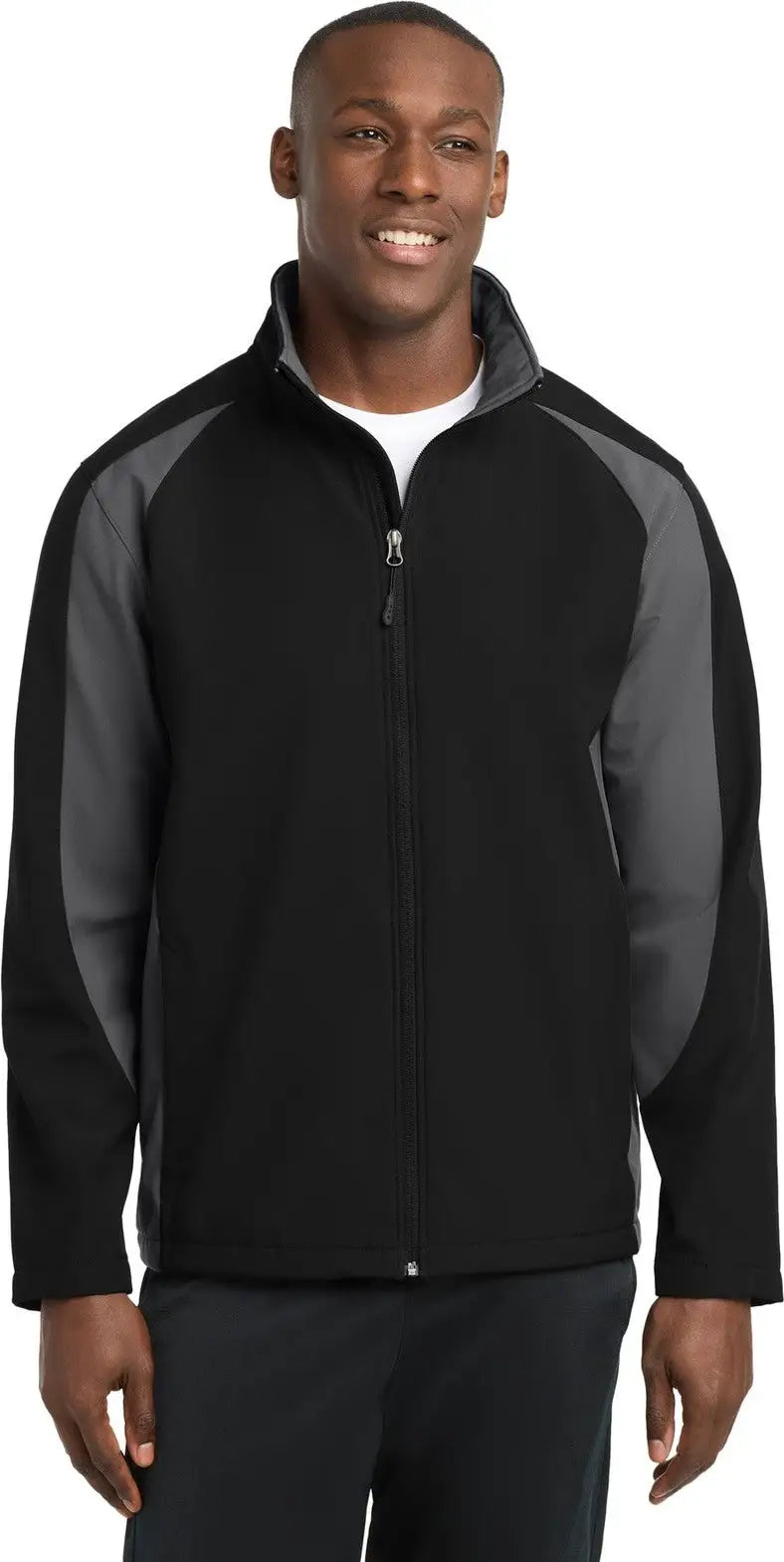 Sport-tek St970 Colorblock Soft Shell Jacket - Black Iron Gray