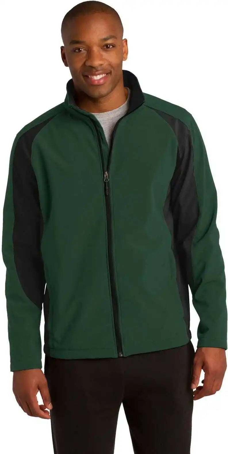 Sport-tek St970 Colorblock Soft Shell Jacket - Forest Green Black
