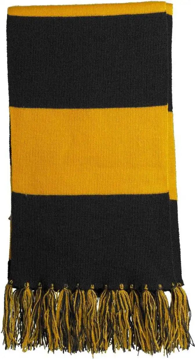 Sport Tek Sta02 Spectator Scarf Black Gold / one Size Fits Most