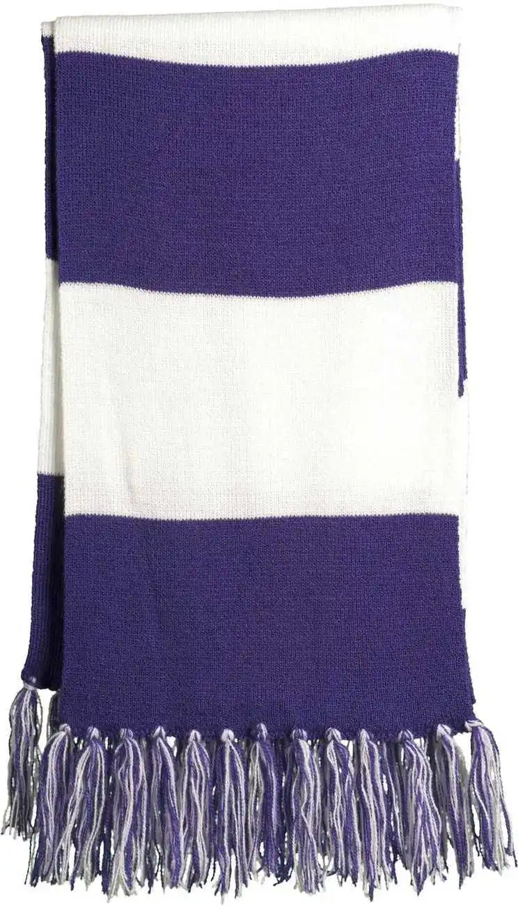 Sport-tek Sta02 Spectator Scarf - Purple White - one Size Fits Most