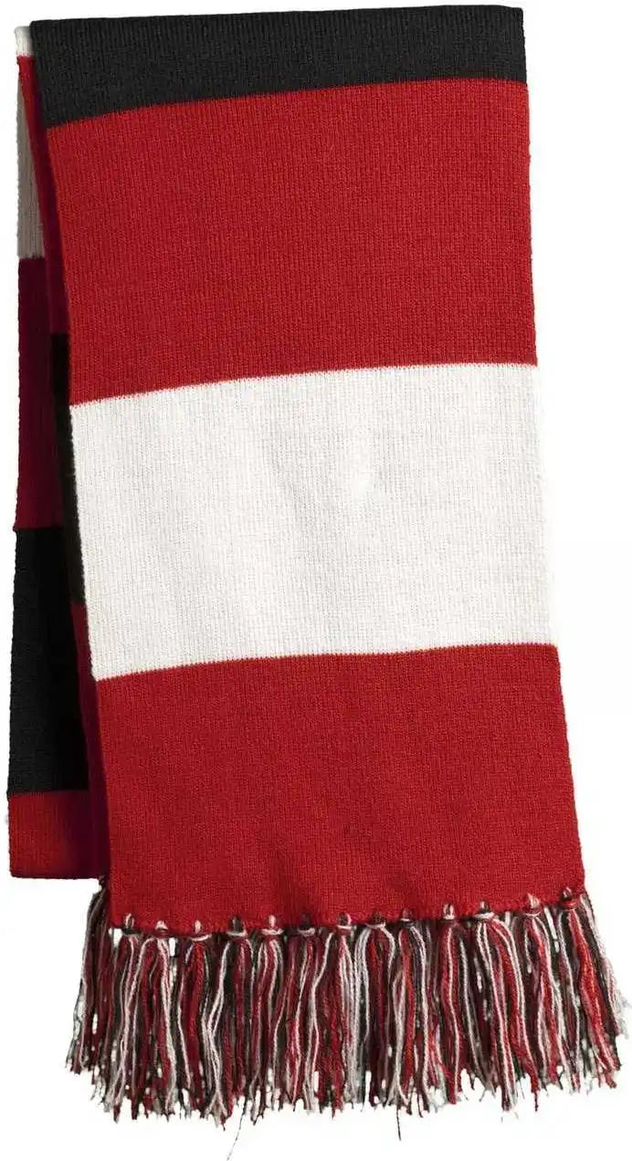 Sport Tek Sta02 Spectator Scarf True Red White Black / one Size Fits Most