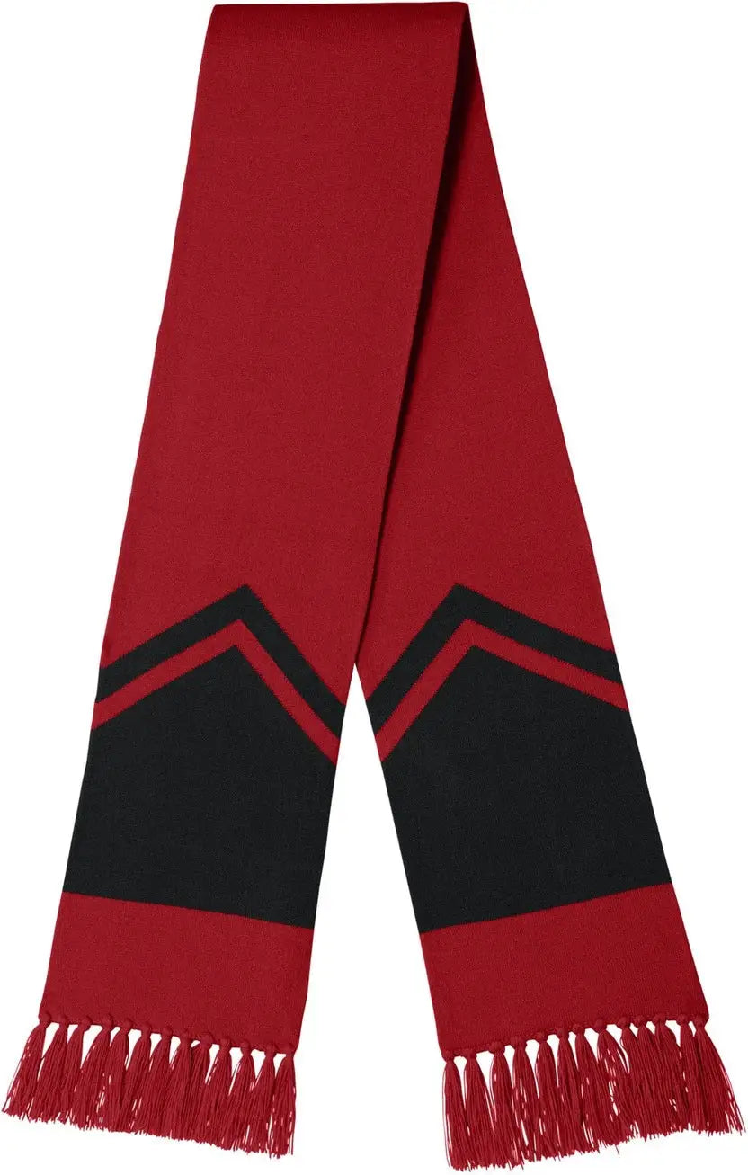 Sport-tek Sta06 Gameday Scarf - Deep Red Black - Red/ / Adult Osfa