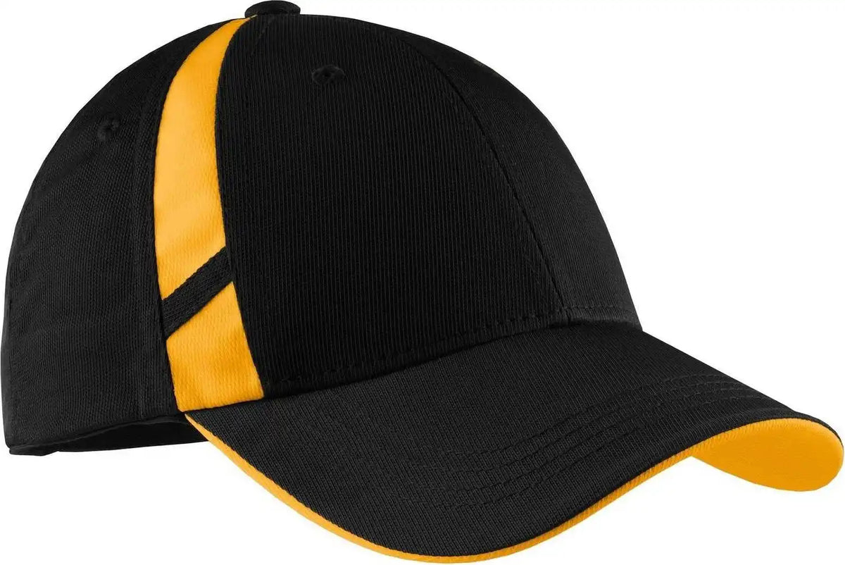 Sport-tek Stc12 Dry Zone Mesh Inset Cap - Black Gold - one Size Fits Most