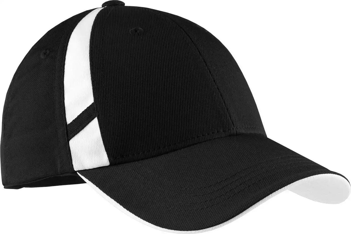 Sport-tek Stc12 Dry Zone Mesh Inset Cap - Black White - one Size Fits Most