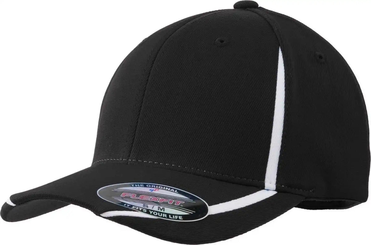 Sport Tek Stc16 Flexfit Performance Colorblock Cap Black White / 6 5/8’’ 7 1/8’’