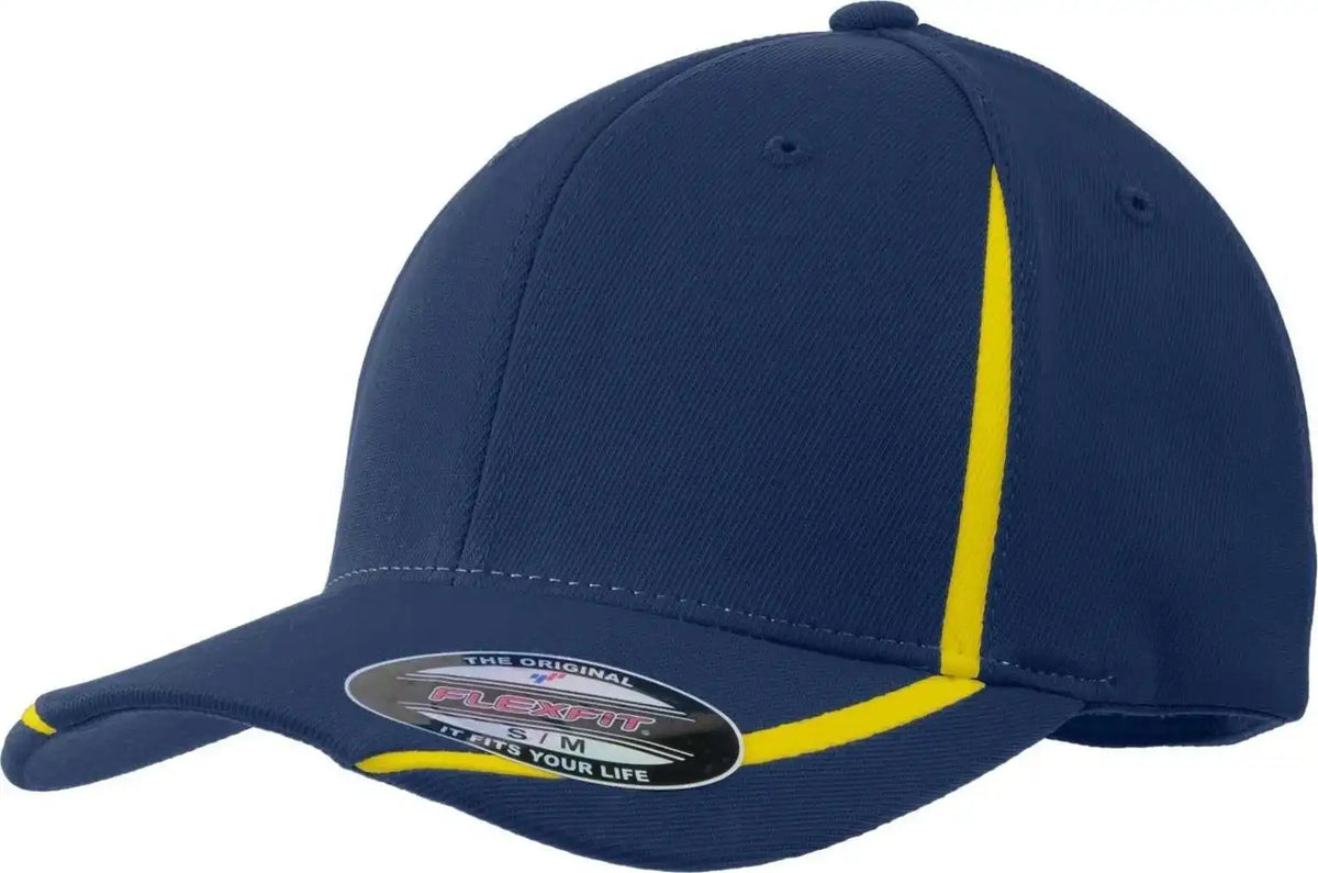 Sport-tek Stc16 Flexfit Performance Colorblock Cap - True Navy Gold - 6 5/8’’ - 7 1/8’’