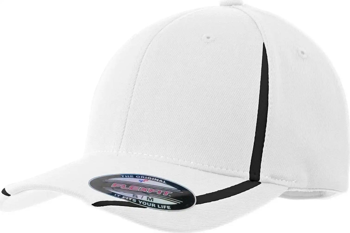 Sport-tek Stc16 Flexfit Performance Colorblock Cap - White Black - 6 5/8’’ - 7 1/8’’