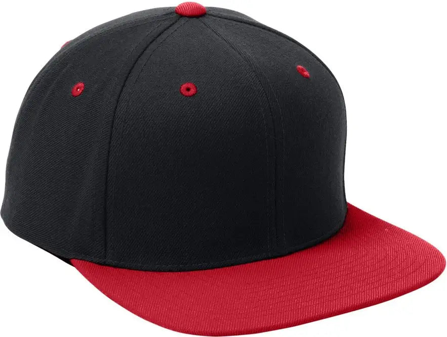 Sport-tek Stc19 Yp Classics Flat Bill Snapback Cap - Black True Red - Black/ / one Size Fits Most