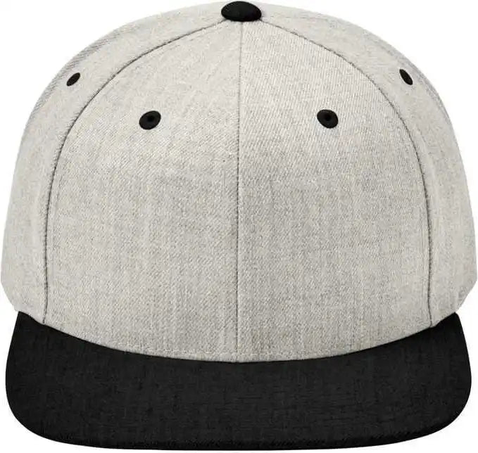 Sport-tek Stc19 Yp Classics Flat Bill Snapback Cap - Heather Grey/ Black - Osfa