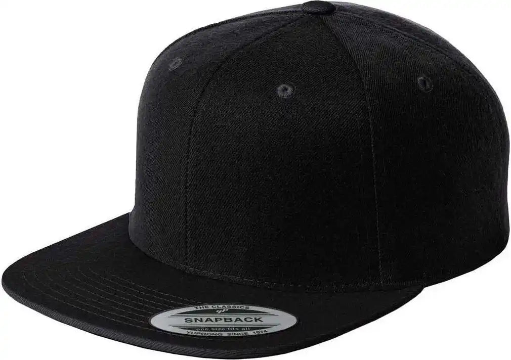 Sport-tek Stc19 Yupoong Flat Bill Snapback Cap - Black - 6 5/8’’ - 7 1/8’’