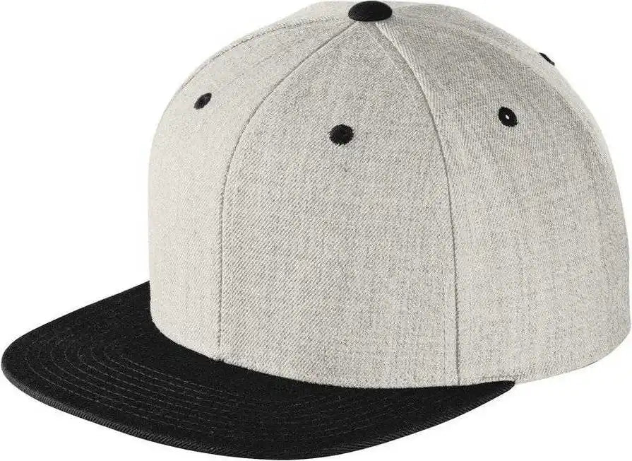 Sport-tek Stc19 Yupoong Flat Bill Snapback Cap - Heather Gray Black - Osfm