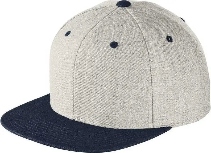 Sport-tek Stc19 Yupoong Flat Bill Snapback Cap - Heather Gray True Navy - Light / Osfm