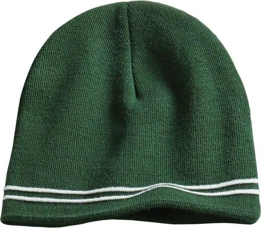Sport-tek Stc20 Spectator Beanie - Forest Green White - one Size Fits Most