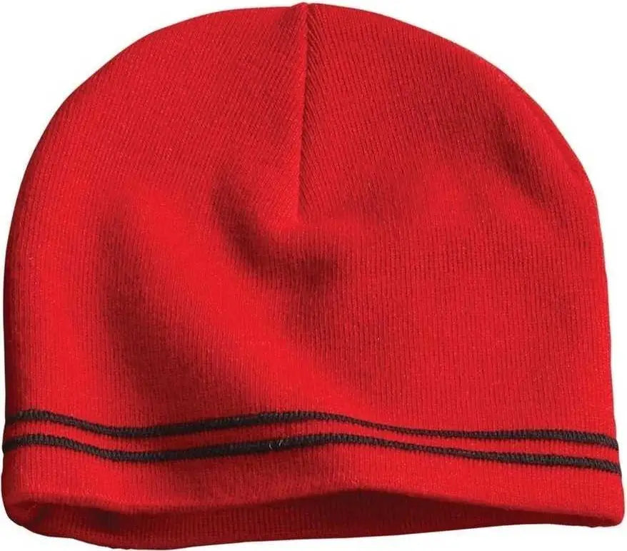 Sport-tek Stc20 Spectator Beanie - True Red Black - one Size Fits Most