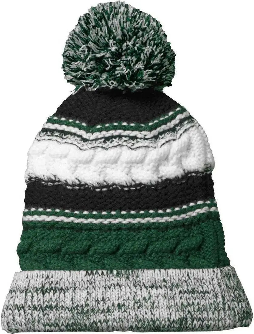 Sport-tek Stc21 Pom Team Beanie - Forest Green Black White