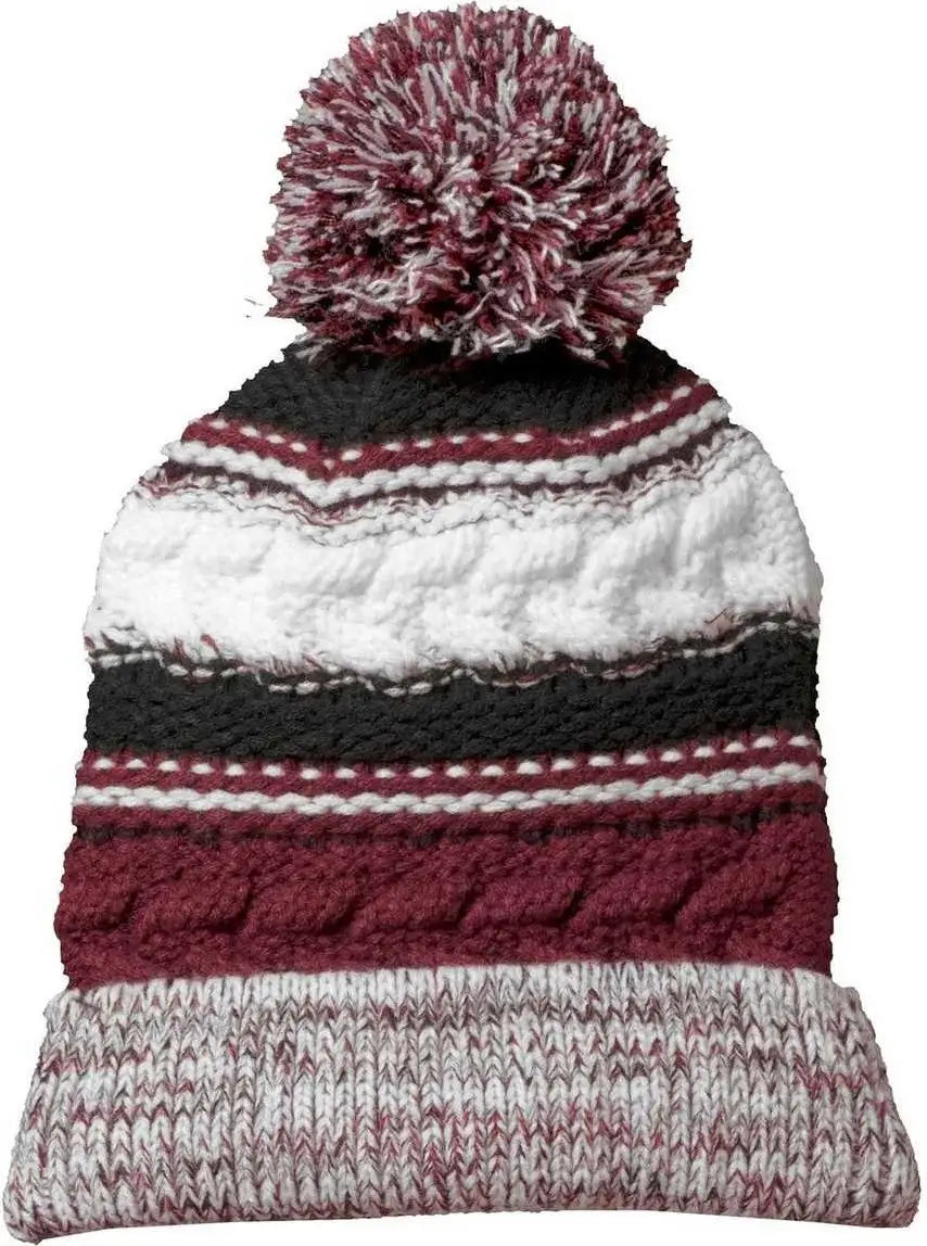 Sport-tek Stc21 Pom Team Beanie - Maroon Black White