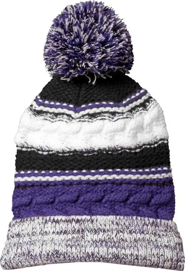 Sport Tek Stc21 Pom Team Beanie Purple Black White / one Size Fits Most