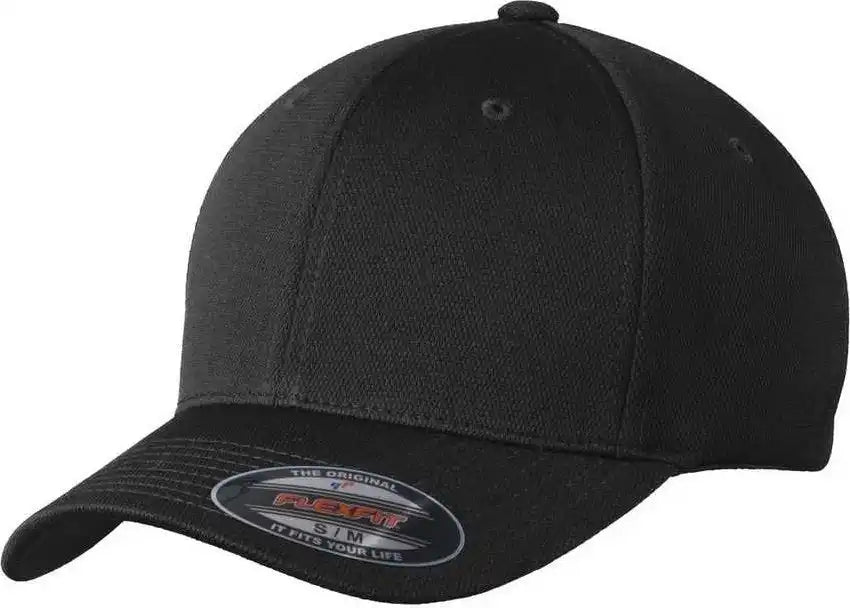 Sport Tek Stc22 Flexfit Cool &amp; Dry Poly Block Mesh Cap Black / 6 3/4’’ 7 1/4’’