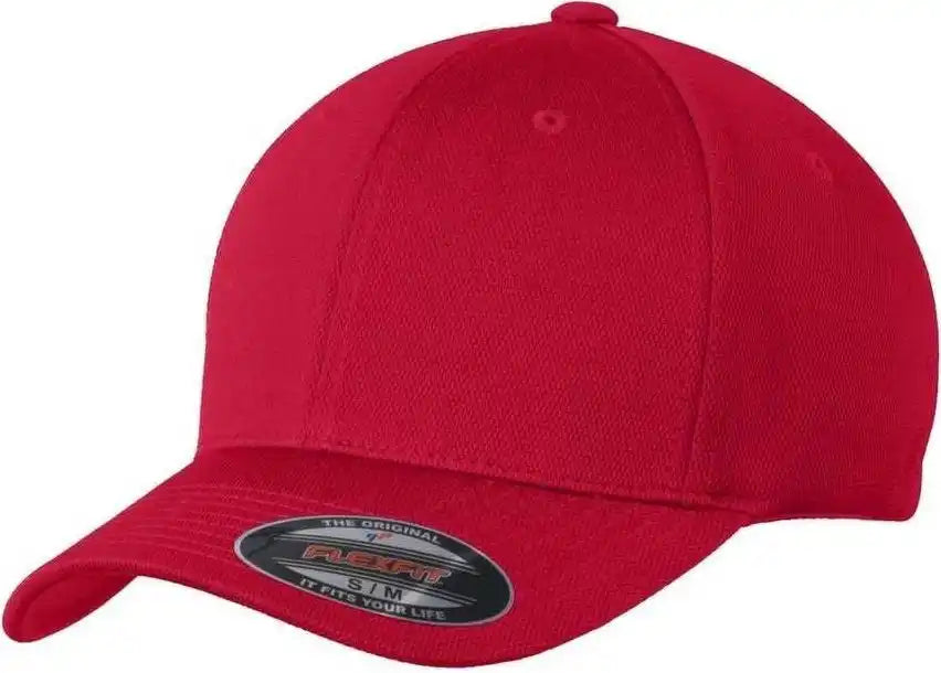 Sport-tek Stc22 Flexfit Cool &amp; Dry Poly Block Mesh Cap - True Red - 6 3/4’’ - 7 1/4’’